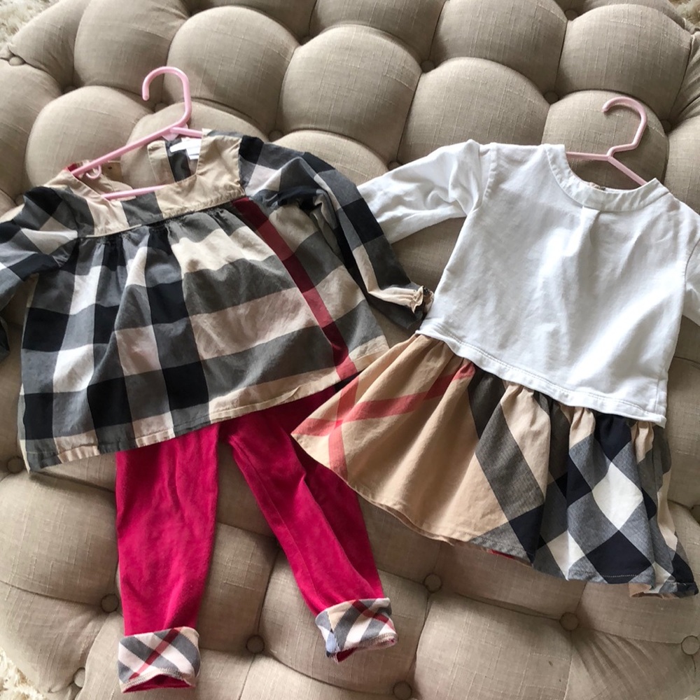 Burberry Size 2 Dress, Shirt , leggings bundle !